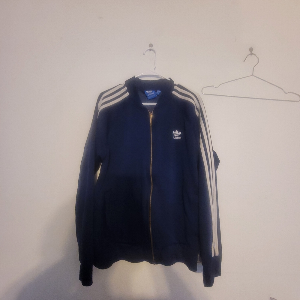 adidas Navy and White Bomber Track Jacket